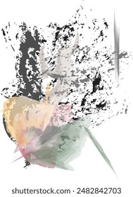A work of digital abstract painting using chalk and charcoal in warm colors, with a unique texture that forms extraordinary lines.