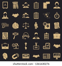 Work discussion icons set. Simple style of 36 work discussion vector icons for web for any design