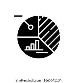 Icono negro de división de trabajo, ilustración conceptual, símbolo plano vectorial, signo de glifo.