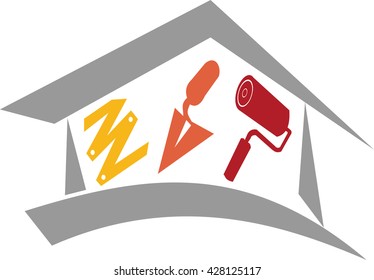 Work and do it yourself icon
tinker  tools are drawn in a House to illustrate the work, decoration and renovation