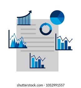 work document business with diagram graphs chart arrow 3d