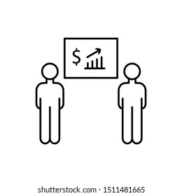 Work dollar men growth icon. Element of overpopulation thin line icon