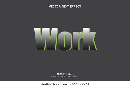 Work editable text effect, 3d bold text style	