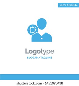 Work, Efficiency, Gear, Human, Personal, Profile, User Blue Solid Logo Template. Place for Tagline