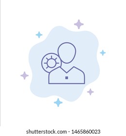 Work, Efficiency, Gear, Human, Personal, Profile, User Blue Icon on Abstract Cloud Background. Vector Icon Template background