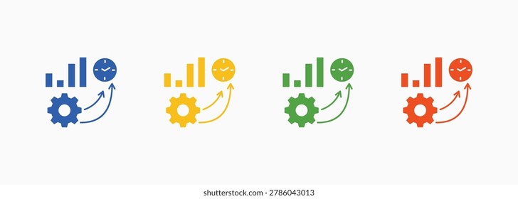 Work Efficiency Icon Set Color Multiple Style Collection Illustration