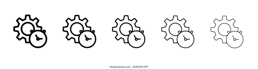 work Efficiency icon thin outline logo mark set