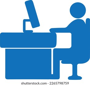 Work environment icon, work desk icon black vector