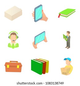 Work environment icons set. Cartoon set of 9 work environment vector icons for web isolated on white background