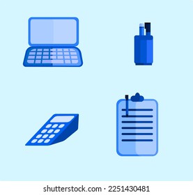 work equipment. office equipment. calculator and laptop