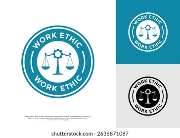 Work ethic logo badge design. Suitable for business, law, management, soft skill, and information