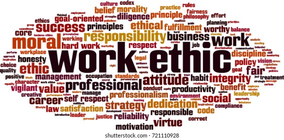 Work Ethics Word Cloud Concept. Vector Illustration