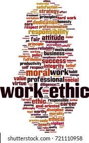 Work ethics word cloud concept. Vector illustration