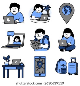 Work from everywhere remote work flat design