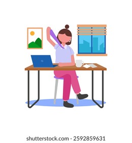 work Exhausted, Flat Vector Illustration