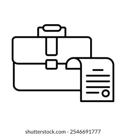 Ícone de Experiência Profissional - Porta-arquivos com Papel, Representando Histórico de Emprego, Trajetória de Carreira e Funções do Cargo