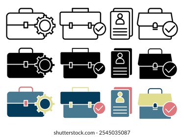 Work experience icon collection on white background
