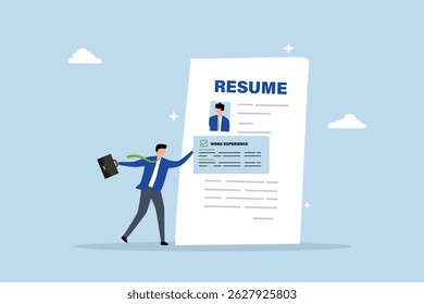 Experiência de trabalho no currículo, o empresário colocou a experiência de trabalho no currículo do candidato.