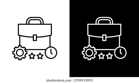 Diseño de conjunto de iconos blancos de contorno de experiencia de trabajo