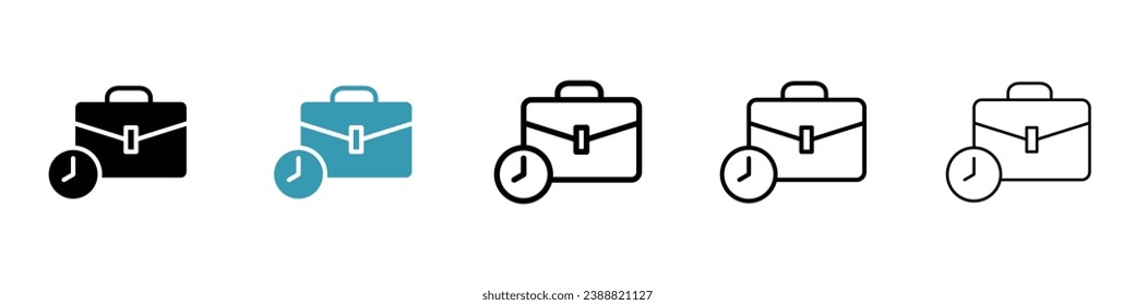 Work experience vector icon set. Work time symbol in black and white color.