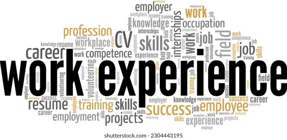 Work Experience word cloud conceptual design isolated on white background.