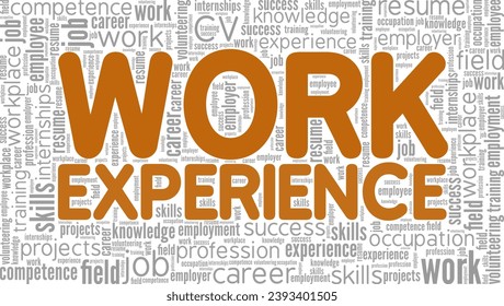 Work Experience word cloud conceptual design isolated on white background.