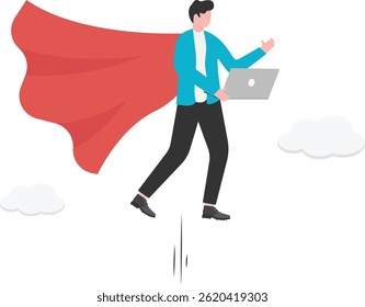 Work fast, complete tasks quickly and efficiently, and get the job done on the run with cape-wearing businessmen

