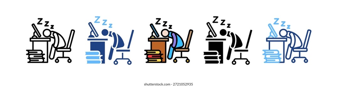 Work Fatigue Icon Multiple Vector Illustration