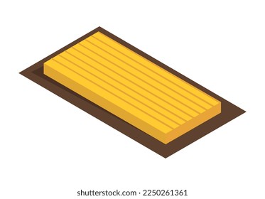 Work in field isometric. Growing wheat, harvest. Summer and autumn seasons. Farming and agriculture. Riley banner poster for website. Template, layout and mockup. Cartoon 3D vector illustration