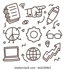 Work and Finance icon in doodle style icon