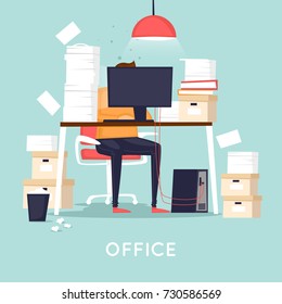 Lot of work. Flat design vector illustration.