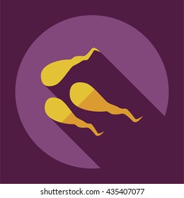 work flat style with shadow spermatozoon, sperm