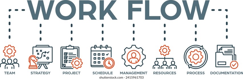 Work flow banner web icon vector illustration concept with icon