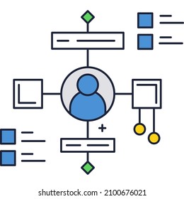 Work flow icon. Productivity process operations technology and management vector. Startup creation, business strategy planning