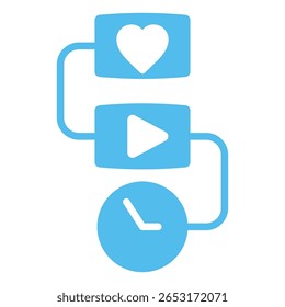 Iconos Del Flujo De Trabajo En Estilo Azul, Ilustración vectorial