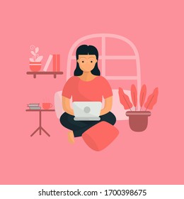 work form home flat design