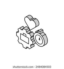 Isometrische Icon-Vektorgrafik der Arbeitsfreimeldezeit. Arbeitsfreimeldezeichen. Isolierte Symboldarstellung