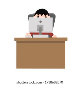 Work frome home, Man working at desk from home in Covid19 situation, WFH