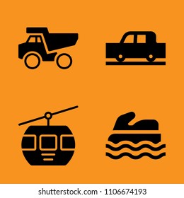 work, front, rope and reflection icons set. Vector illustration for web and design