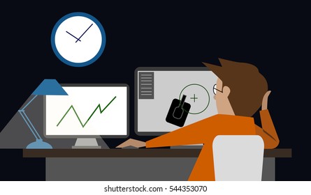 Work and game. Graphics and Tanks. On-line games. Trading. Night.