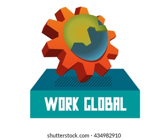 Work global. Flat vector illustration.