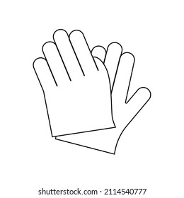 Work gloves icon line art isolated on white background. Vector illustration.