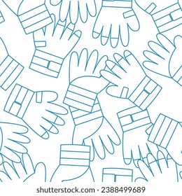 Work gloves line art seamless pattern. Suitable for backgrounds, wallpapers, fabrics, textiles, wrapping papers, printed materials, and many more.