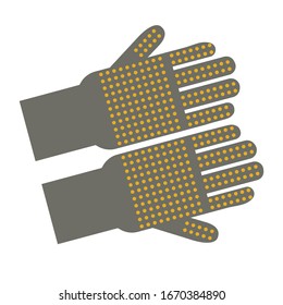 Work gloves for plumbing and carpenters work. Flat style images isolated on a white background. Vector illustration