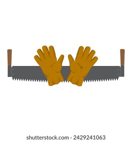work gloves with saw. Vector illustration