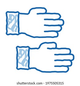 work gloves sketch icon vector. Hand drawn blue doodle line art work gloves sign. isolated symbol illustration