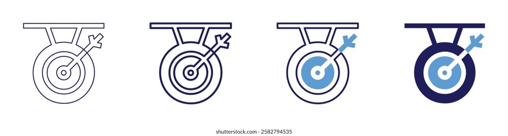 Work goal tracker icon in 4 different styles. Thin Line, Line, Bold Line, Duotone. Duotone style. Editable stroke.