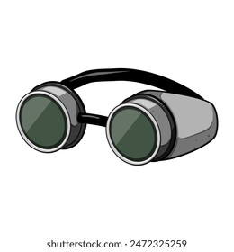 Arbeitsbrille Schweißen Cartoon. Glasbrille, Schutzbrille, Pilot tragen Arbeitsbrille Schweißen Zeichen. Isoliertes Symbol Vektorillustration