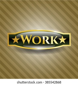 Emblema o placa de oro de trabajo