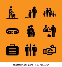 work, grandchild, technology and map icon set. Vector illustration for web and design.